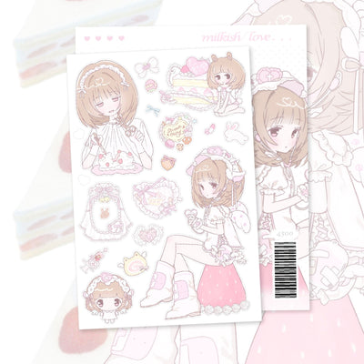 [RC04] NEW Rico Maru 'Milkish Love' Sticker Sheet -Rico Maru__korean_sticker_stationery