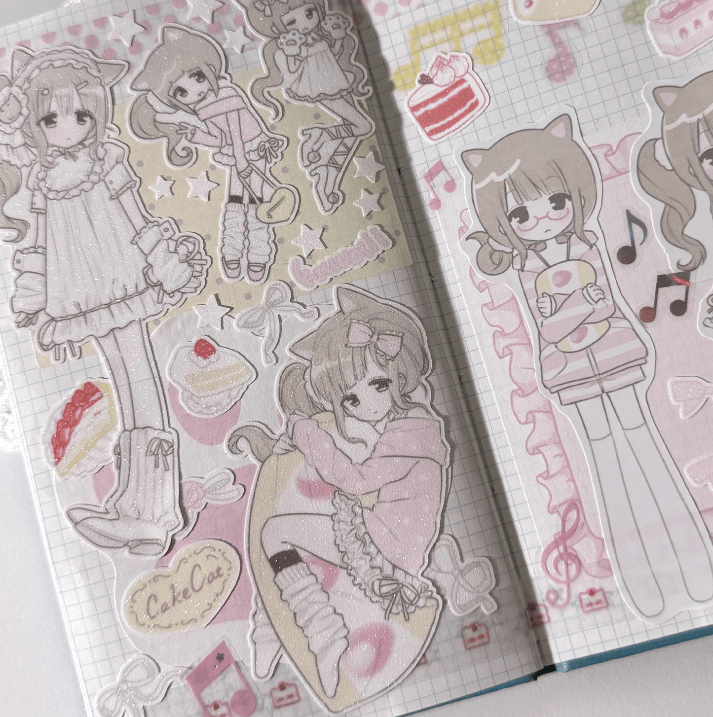 [RC05] NEW Rico Maru 'Cake Cat' Sticker Sheet -Rico Maru__korean_sticker_stationery