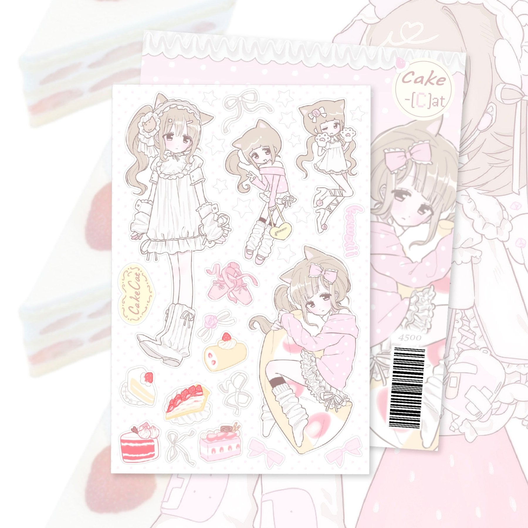[RC05] NEW Rico Maru 'Cake Cat' Sticker Sheet -Rico Maru__korean_sticker_stationery