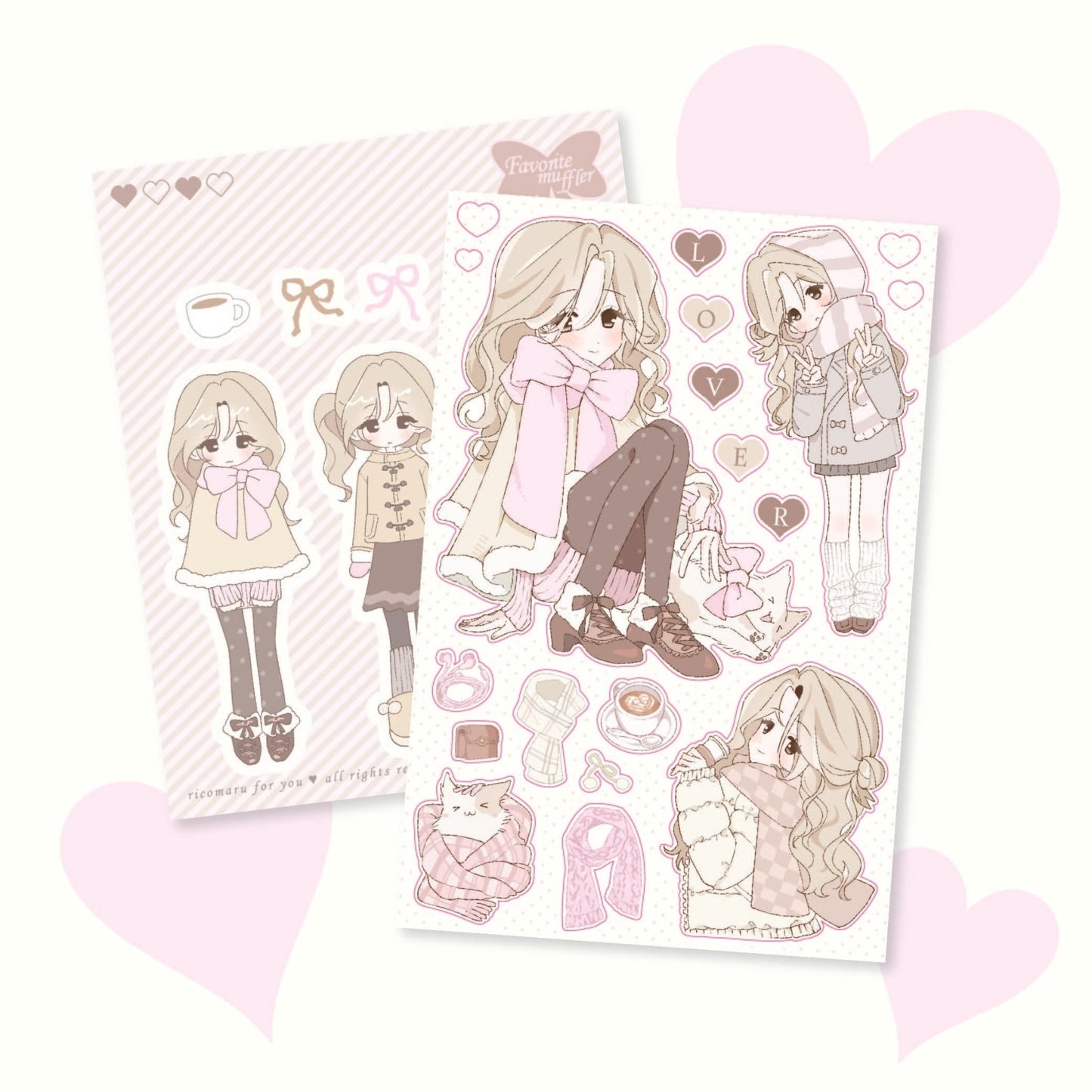 [RC05] NEW Rico Maru 'My Favorite Muffler' Sticker Sheet -Rico Maru__korean_sticker_stationery