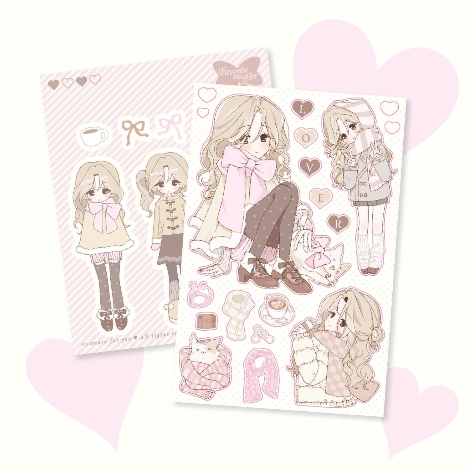 [RC05] NEW Rico Maru 'My Favorite Muffler' Sticker Sheet -Rico Maru__korean_sticker_stationery