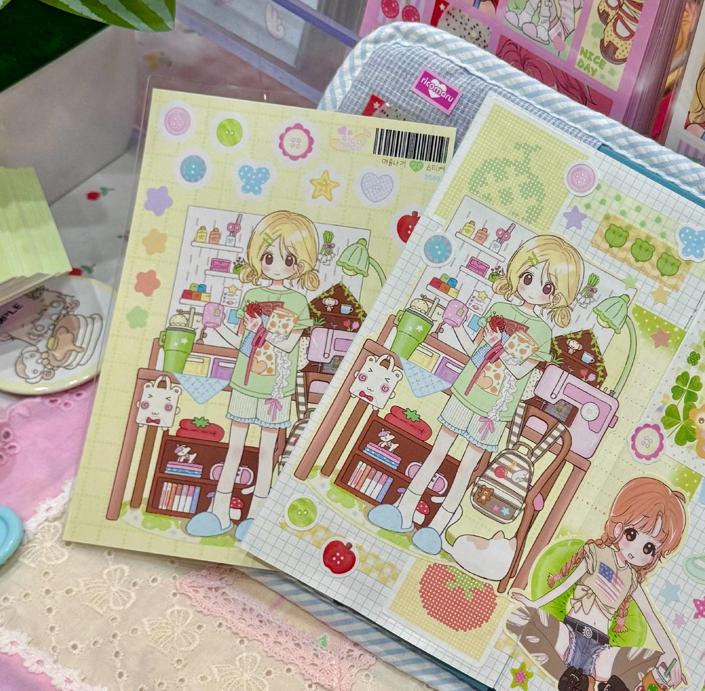 [RC06] NEW Rico Maru 'Summer Stay-at-Home' Sticker Sheet -Rico Maru__korean_sticker_stationery