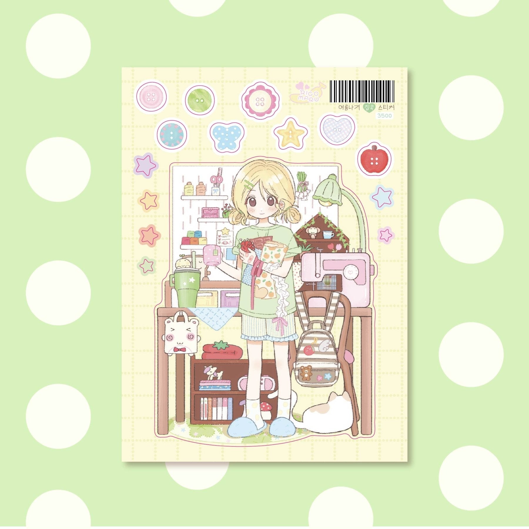[RC06] NEW Rico Maru 'Summer Stay-at-Home' Sticker Sheet -Rico Maru__korean_sticker_stationery