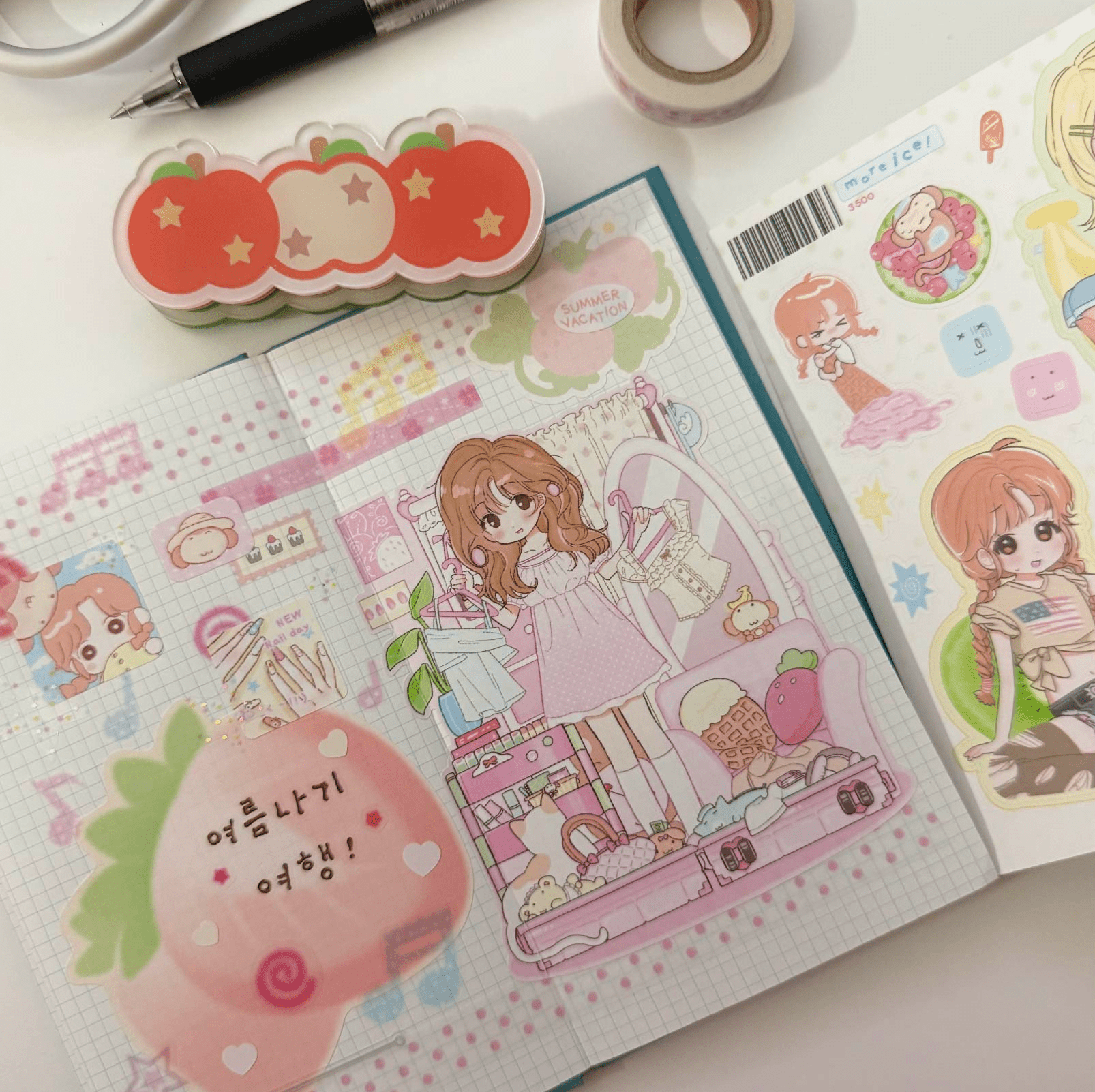 [RC07] NEW Rico Maru 'Summer Travel' Sticker Sheet -Rico Maru__korean_sticker_stationery