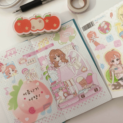 [RC07] NEW Rico Maru 'Summer Travel' Sticker Sheet -Rico Maru__korean_sticker_stationery