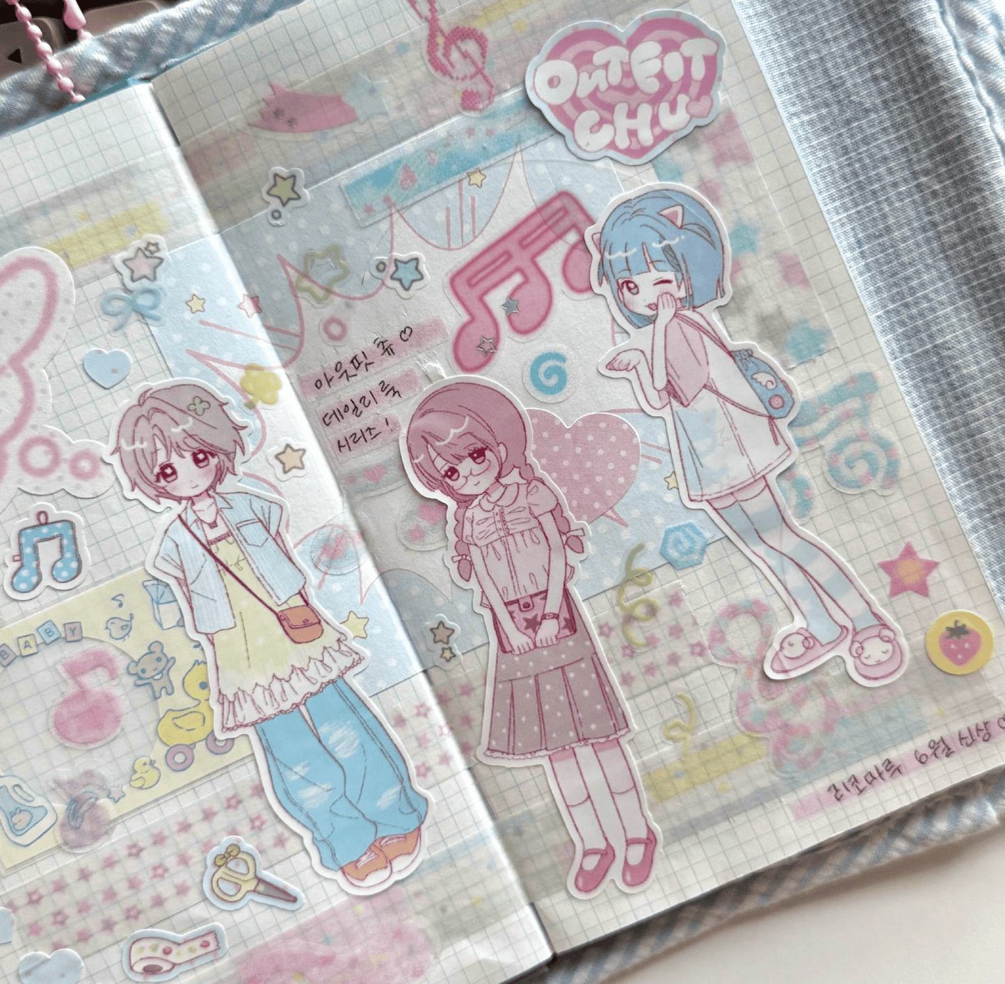 [RC09] NEW Rico Maru 'Outfit Chu~' Sticker Sheet -Rico Maru__korean_sticker_stationery