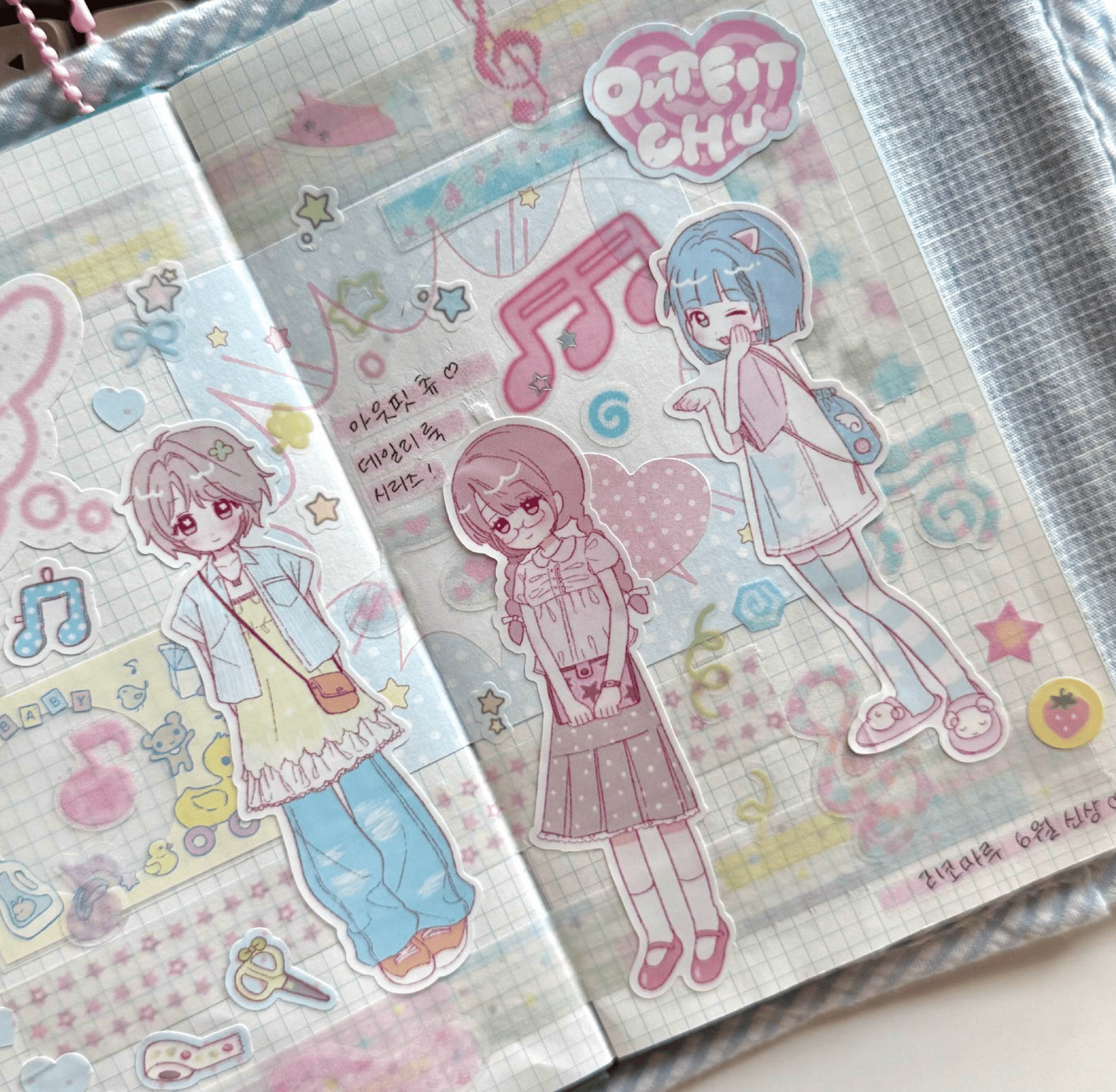 [RC09] NEW Rico Maru 'Outfit Chu~' Sticker Sheet -Rico Maru__korean_sticker_stationery