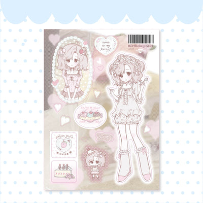 [RC12] NEW Rico Maru 'Birthday Girl' Sticker Sheet -Rico Maru__korean_sticker_stationery