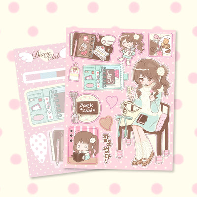 [RC13] NEW Rico Maru 'Diary Club' Sticker Sheet -Rico Maru__korean_sticker_stationery