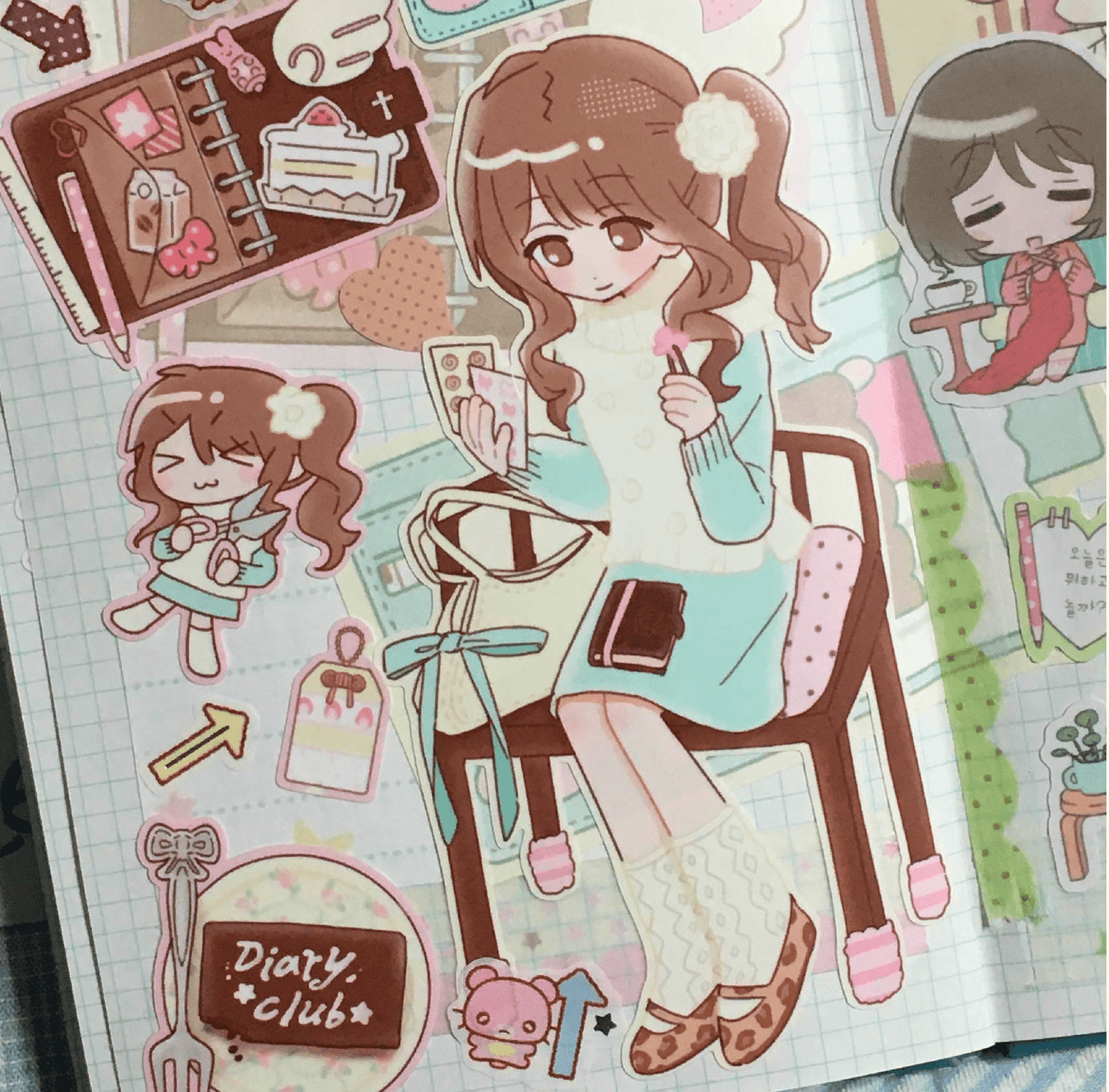 [RC13] NEW Rico Maru 'Diary Club' Sticker Sheet -Rico Maru__korean_sticker_stationery