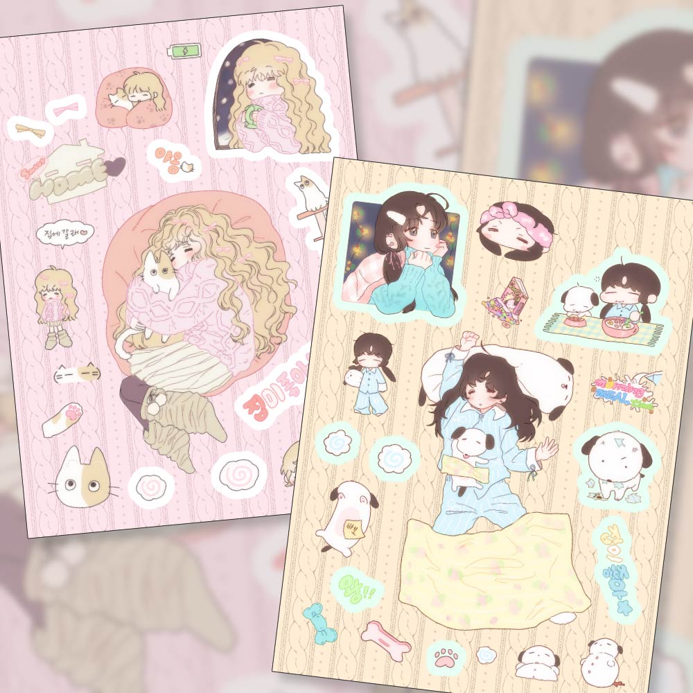 [RC21] NEW Rico Maru 'I Love My House Dog/Cat' Sticker Sheets (options) -Rico Maru_RC21S1 - Dog_korean_sticker_stationery