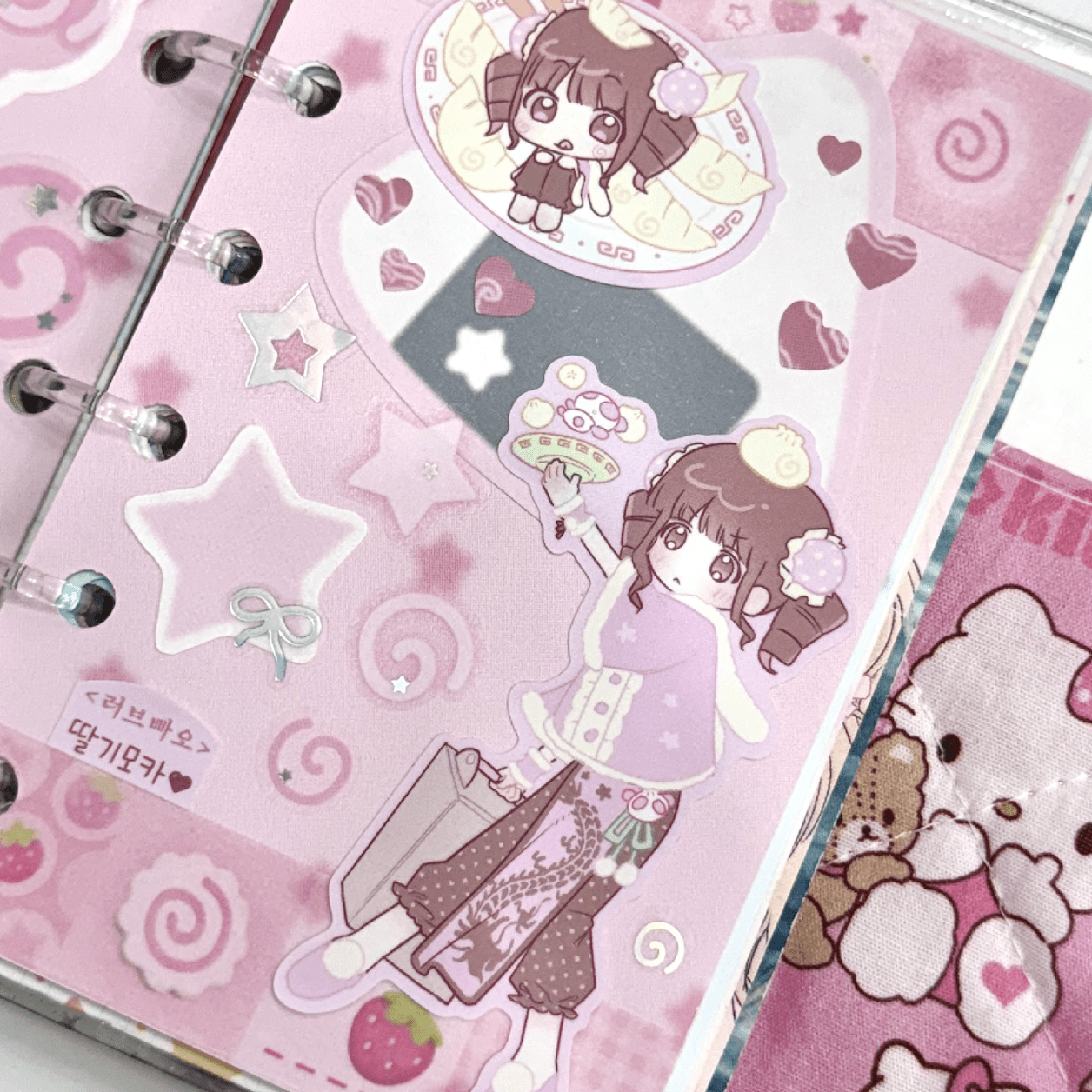[RC24] NEW Rico Maru 'Love Bao Pink/Blue' Sticker Sheets (options) -Rico Maru_RC24S1 - Pink (Strawberry Mocha)_korean_sticker_stationery