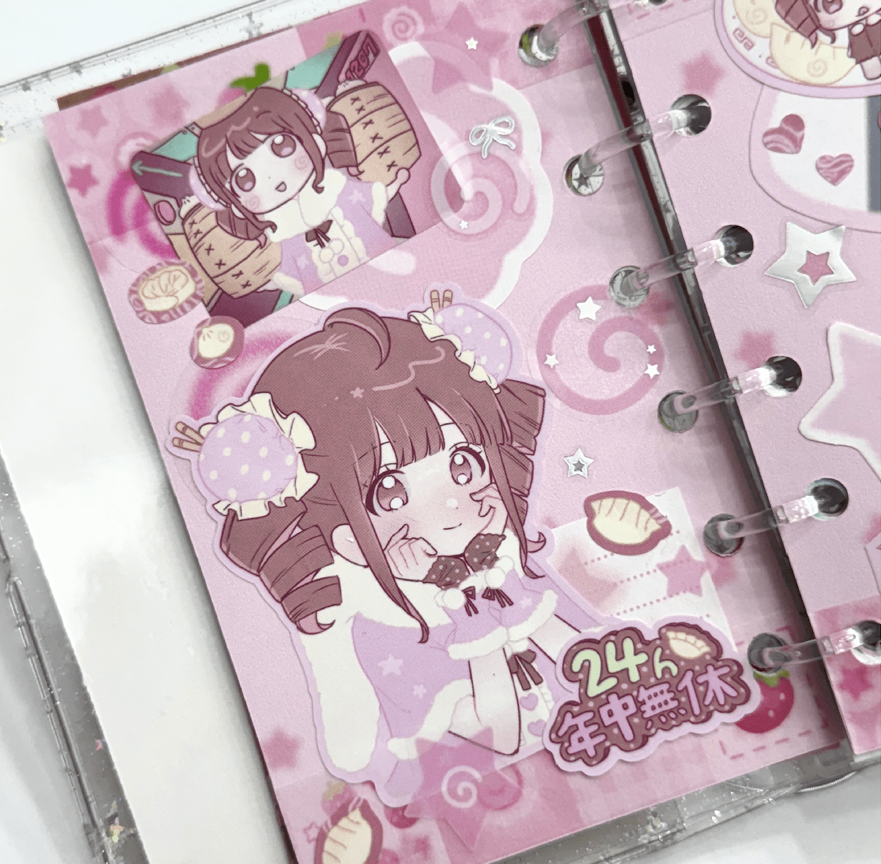 [RC24] NEW Rico Maru 'Love Bao Pink/Blue' Sticker Sheets (options) -Rico Maru_RC24S1 - Pink (Strawberry Mocha)_korean_sticker_stationery
