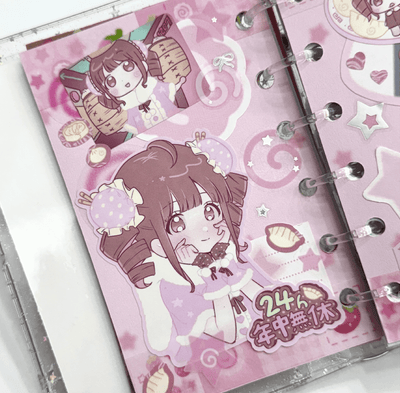 [RC24] NEW Rico Maru 'Love Bao Pink/Blue' Sticker Sheets (options) -Rico Maru_RC24S1 - Pink (Strawberry Mocha)_korean_sticker_stationery