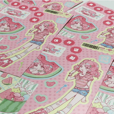 [RC27] NEW Rico Maru 'Early Summer Diary Watermelon Punch' Sticker Sheet -Rico Maru__korean_sticker_stationery
