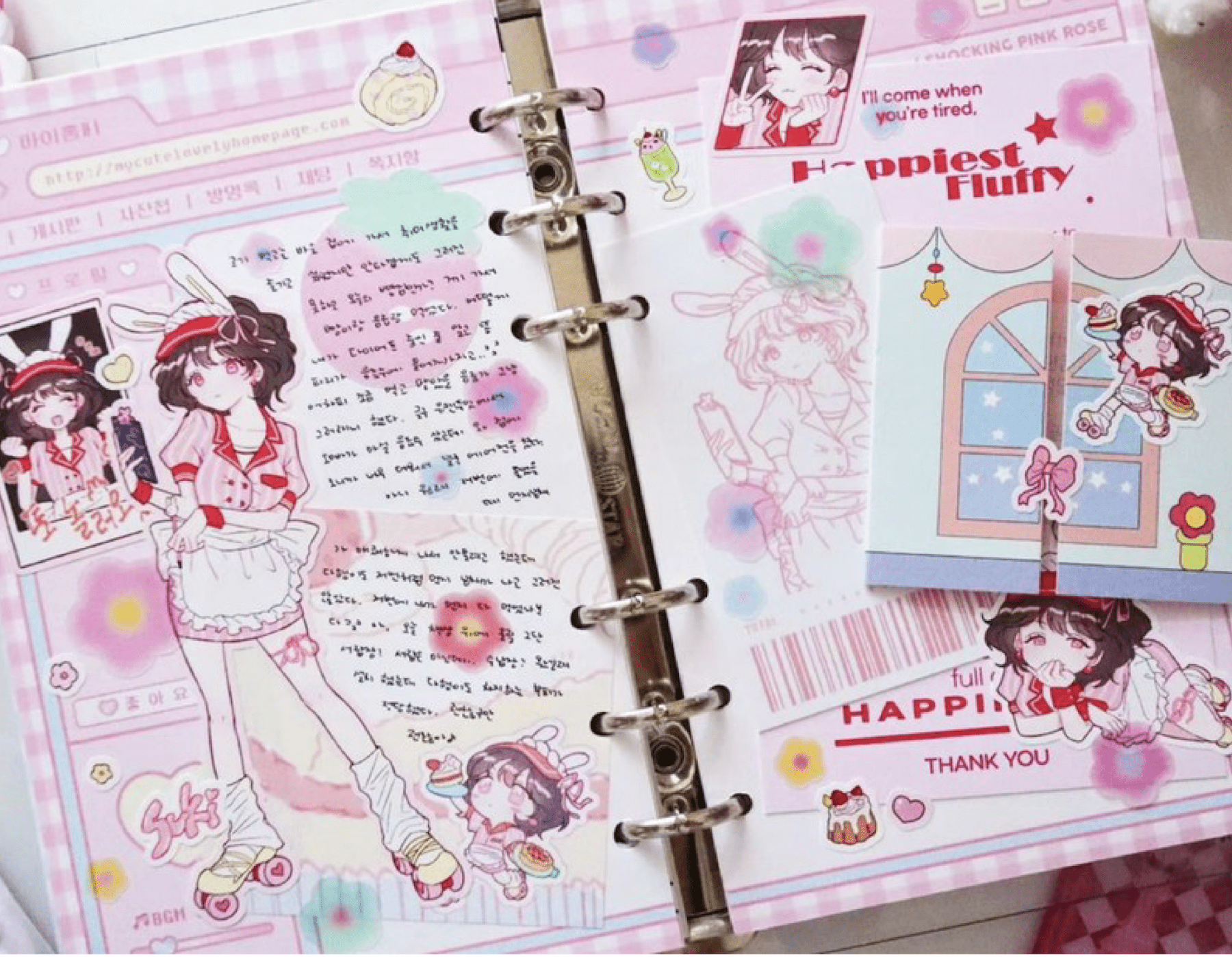 [RC29] NEW Rico Maru 'Maid Pong Pong Blue/Pink) Sticker Sheet (options) -Rico Maru_RC29S1 - Blue_korean_sticker_stationery