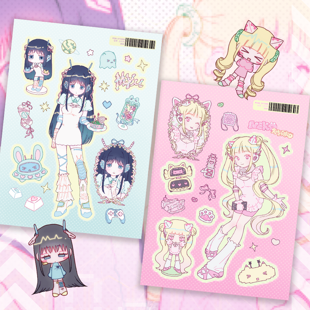 [RC30] NEW Rico Maru 'Myu/Nyako' Sticker Sheets (options) -Rico Maru_RC30S1 - Myu_korean_sticker_stationery