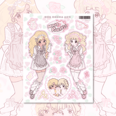 [RC33] NEW Rico Maru 'Maid Paradise' Sticker Sheet -Rico Maru__korean_sticker_stationery