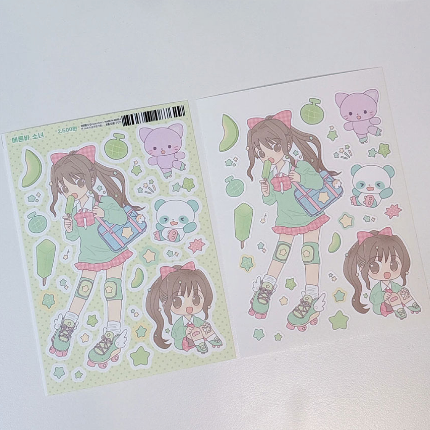 [RY10] Rayeon Fancy 'Girls' Sticker Sheet Pack (Pack/Singles) - Rayeon Fancy_RY10S1 - Melon Bar Girl_korean_sticker_stationery