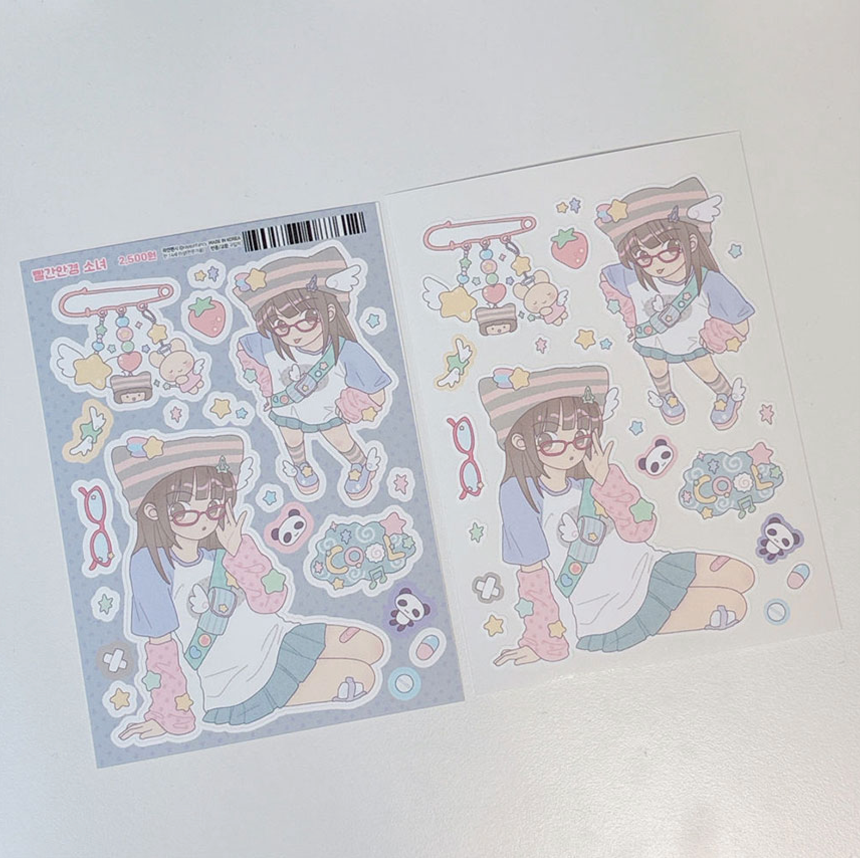 [RY10] Rayeon Fancy 'Girls' Sticker Sheet Pack (Pack/Singles) - Rayeon Fancy_RY10S2 - Red Glasses Girl_korean_sticker_stationery