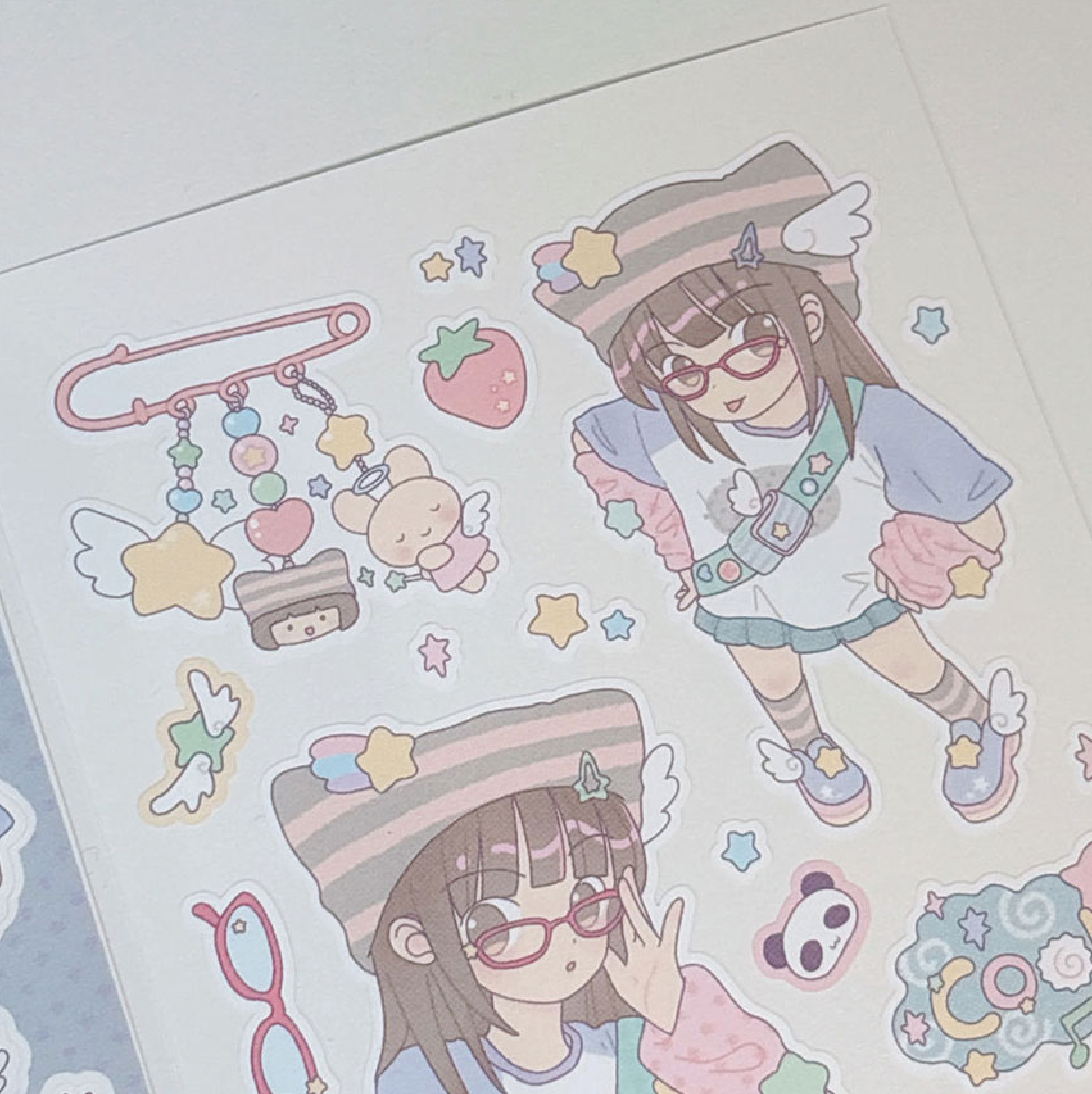 [RY10] Rayeon Fancy 'Girls' Sticker Sheet Pack (Pack/Singles) - Rayeon Fancy_RY10S2 - Red Glasses Girl_korean_sticker_stationery