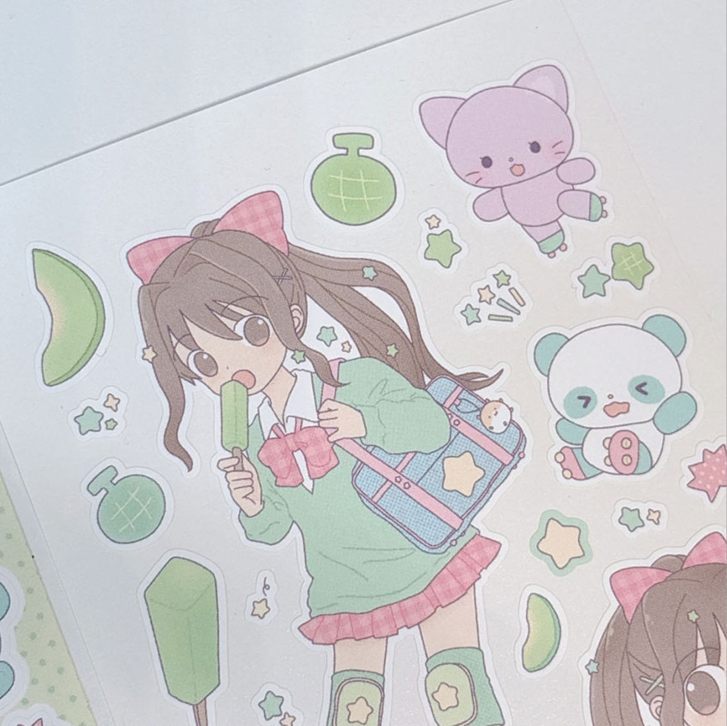 [RY10] Rayeon Fancy 'Girls' Sticker Sheet Pack (Pack/Singles) - Rayeon Fancy_RY10S1 - Melon Bar Girl_korean_sticker_stationery