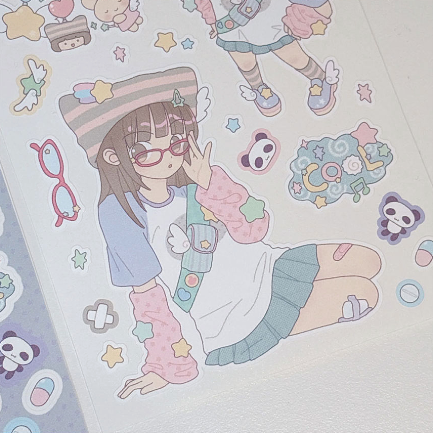 [RY10] Rayeon Fancy 'Girls' Sticker Sheet Pack (Pack/Singles) - Rayeon Fancy_RY10S2 - Red Glasses Girl_korean_sticker_stationery