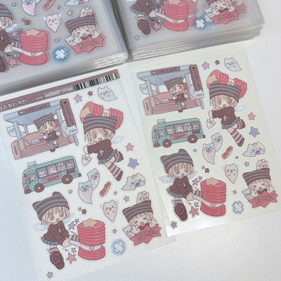 [RY19] Rayeon Fancy 'Yokai Hunting' Sand Glitter Clear Sticker Sheet - Rayeon Fancy__korean_sticker_stationery