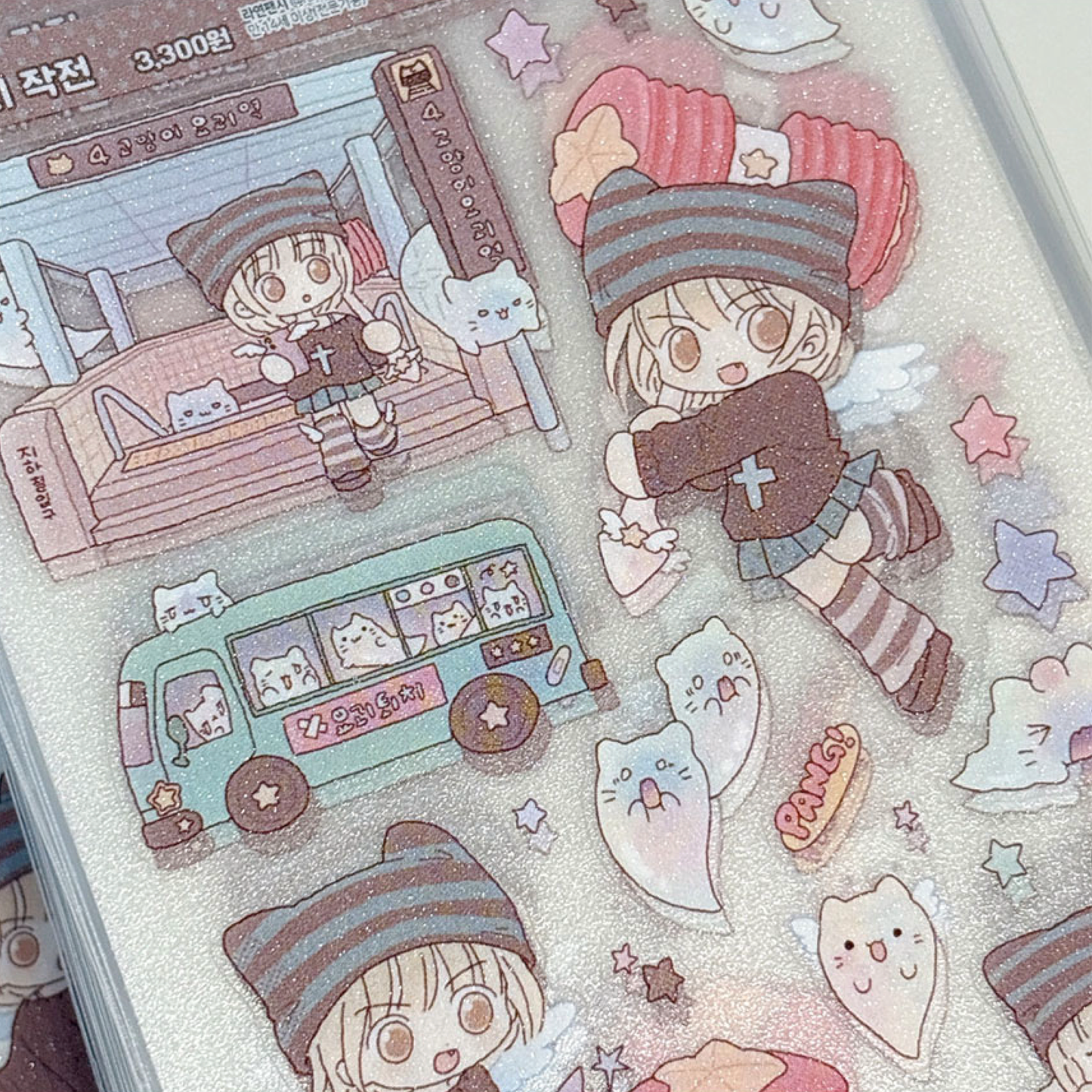 [RY19] Rayeon Fancy 'Yokai Hunting' Sand Glitter Clear Sticker Sheet - Rayeon Fancy__korean_sticker_stationery