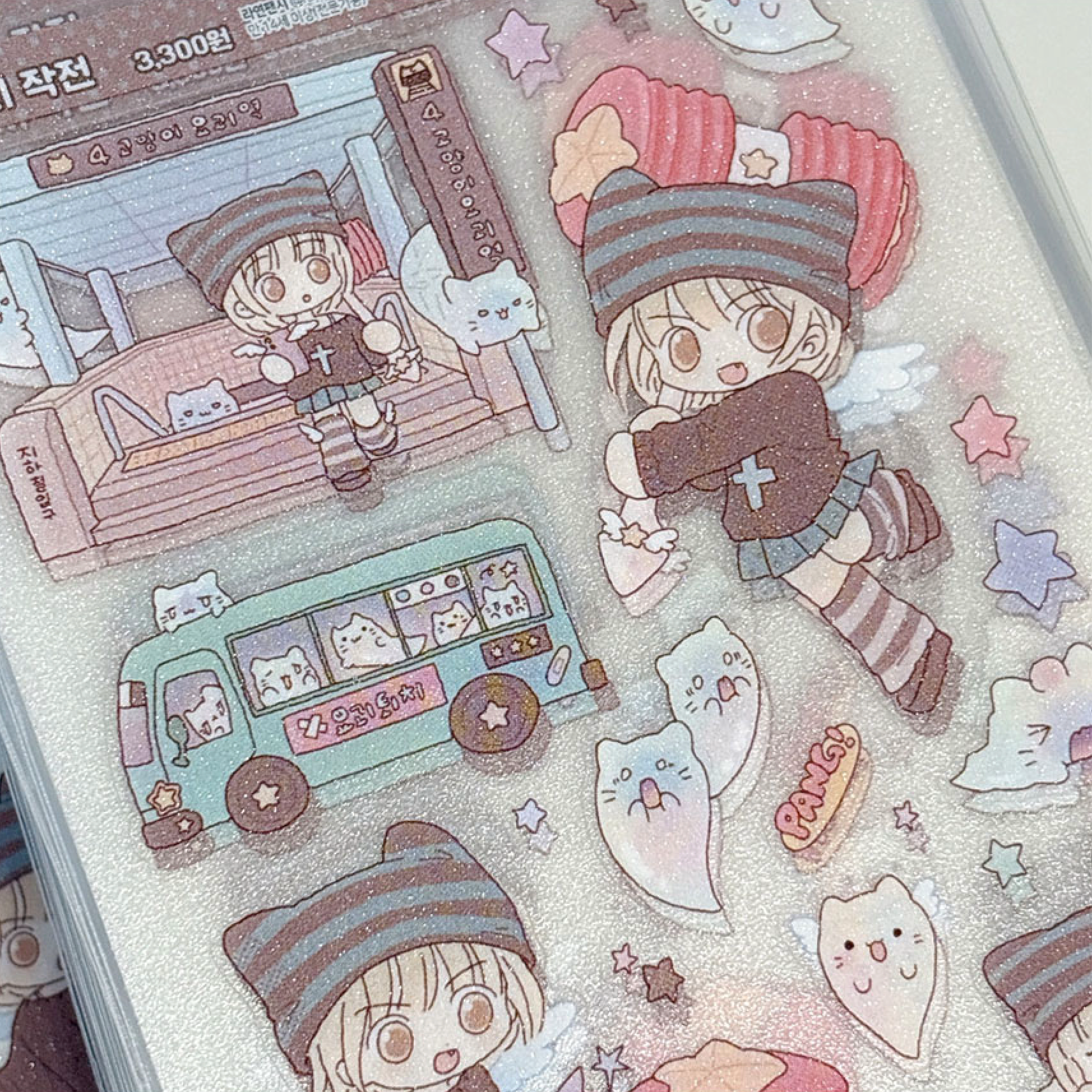 [RY19] Rayeon Fancy 'Yokai Hunting' Sand Glitter Clear Sticker Sheet - Rayeon Fancy__korean_sticker_stationery