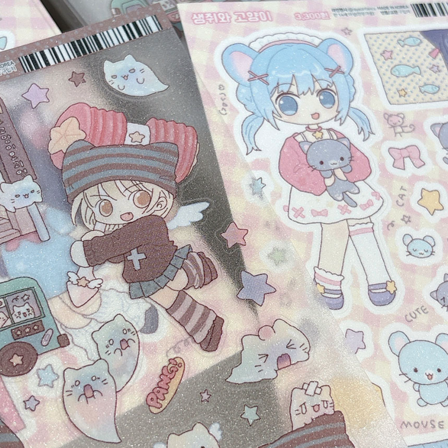 [RY19] Rayeon Fancy 'Yokai Hunting' Sand Glitter Clear Sticker Sheet - Rayeon Fancy__korean_sticker_stationery