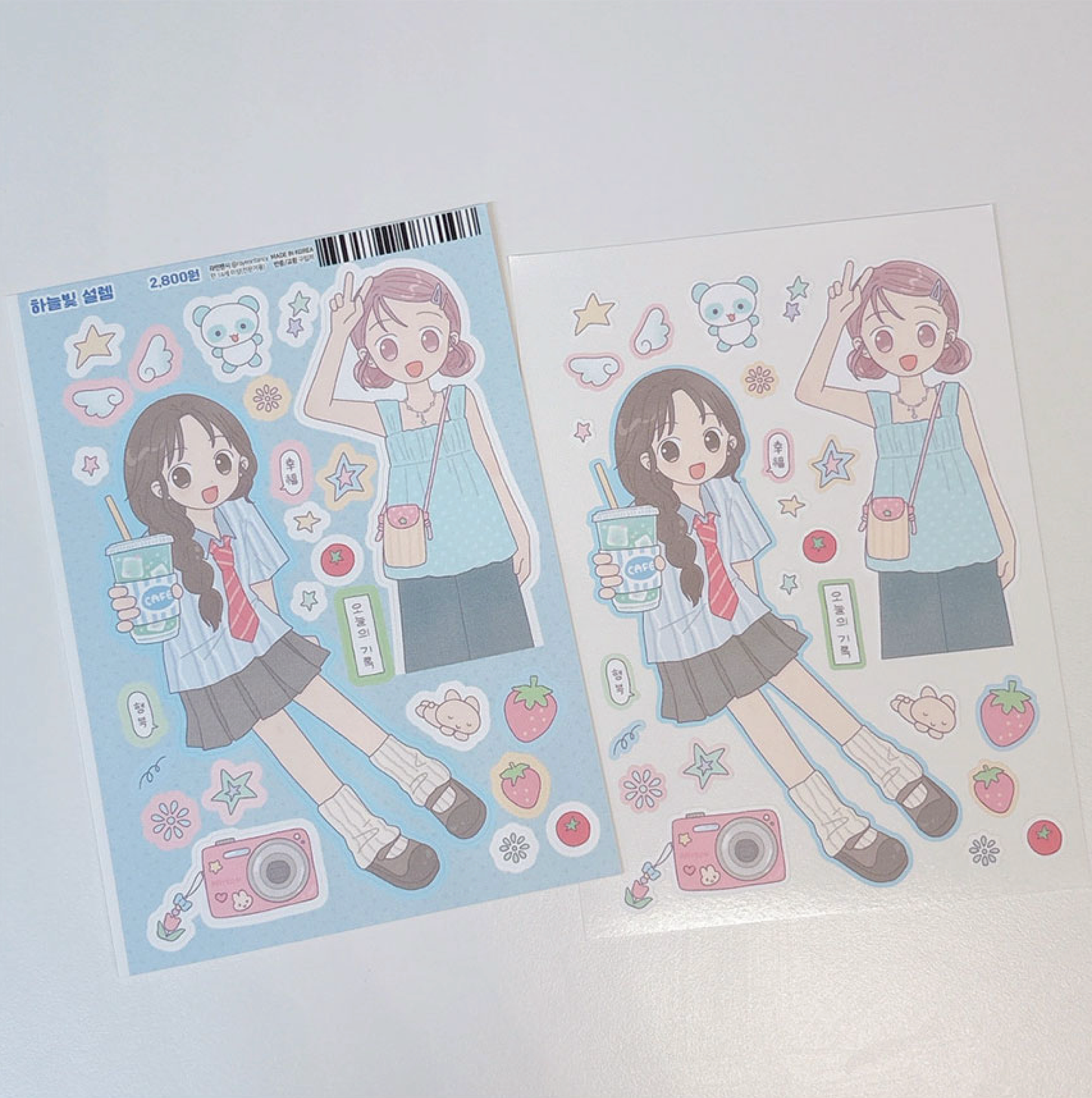 [RY28] Rayeon Fancy 'Blue Excitement' Matte Sticker Sheet - Rayeon Fancy__korean_sticker_stationery