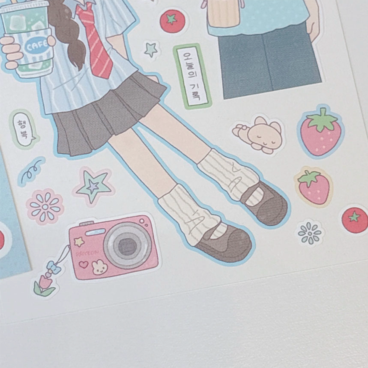 [RY28] Rayeon Fancy 'Blue Excitement' Matte Sticker Sheet - Rayeon Fancy__korean_sticker_stationery