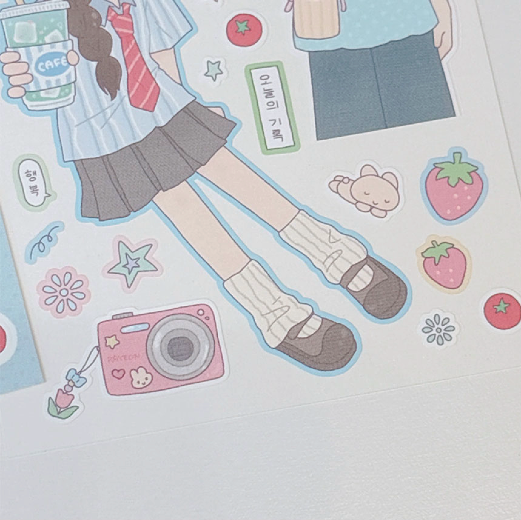 [RY28] Rayeon Fancy 'Blue Excitement' Matte Sticker Sheet - Rayeon Fancy__korean_sticker_stationery