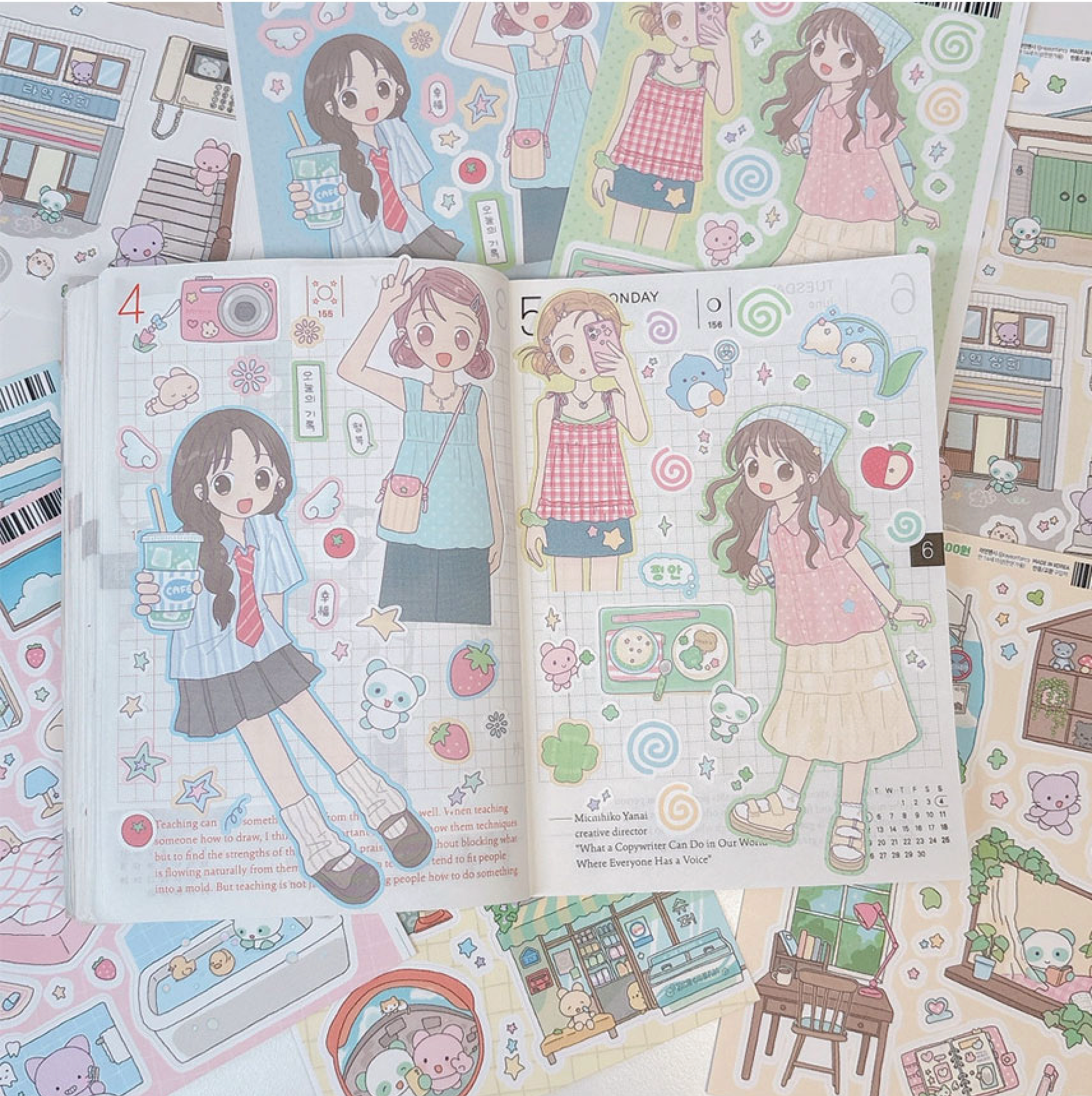 [RY28] Rayeon Fancy 'Blue Excitement' Matte Sticker Sheet - Rayeon Fancy__korean_sticker_stationery