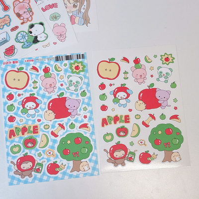 [RY29] Rayeon Fancy 'I Love Apple' Matte Sticker Sheet - Rayeon Fancy__korean_sticker_stationery
