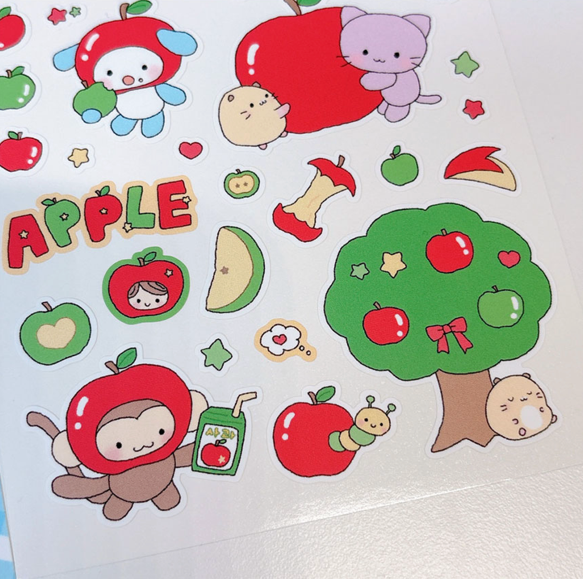 [RY29] Rayeon Fancy 'I Love Apple' Matte Sticker Sheet - Rayeon Fancy__korean_sticker_stationery