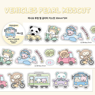 [RY33] Rayeon Fancy 'Let's Travel' Clear Pearl Glitter Kisscut Masking Tape - Rayeon Fancy__korean_sticker_stationery