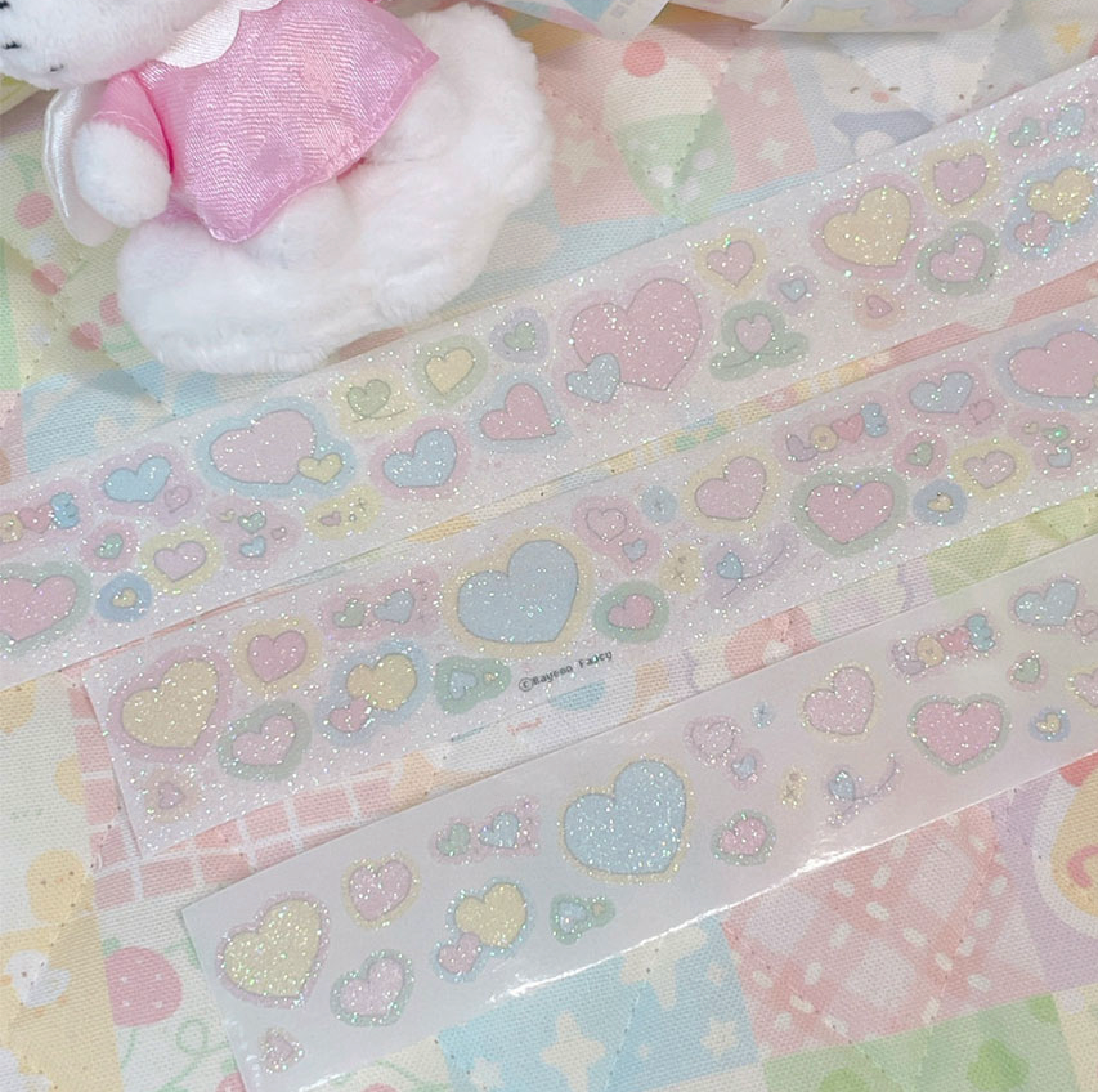 [RY35] Rayeon Fancy 'Silly Heart' Glitter Kisscut Masking Tape - Rayeon Fancy__korean_sticker_stationery