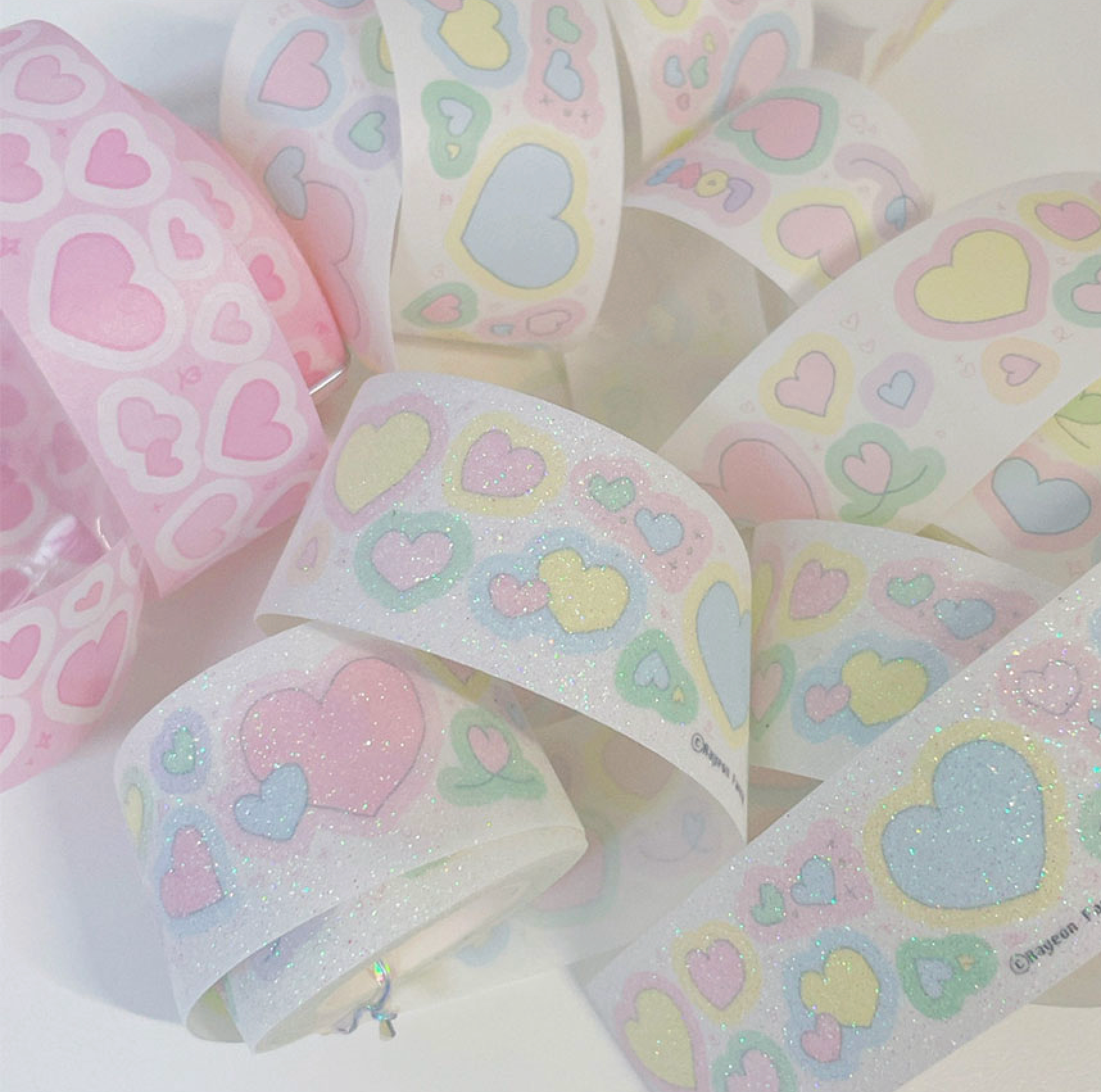 [RY35] Rayeon Fancy 'Silly Heart' Glitter Kisscut Masking Tape - Rayeon Fancy__korean_sticker_stationery