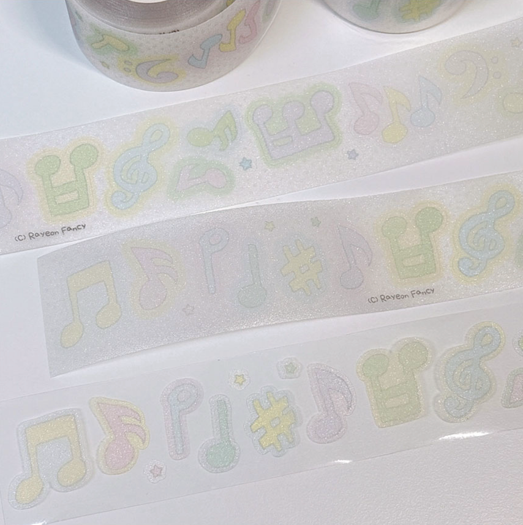 [RY36] Rayeon Fancy 'Doodle Music' Glitter Kisscut Masking Tape - Rayeon Fancy__korean_sticker_stationery
