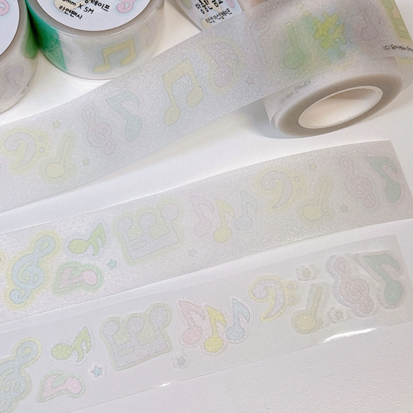 [RY36] Rayeon Fancy 'Doodle Music' Glitter Kisscut Masking Tape - Rayeon Fancy__korean_sticker_stationery