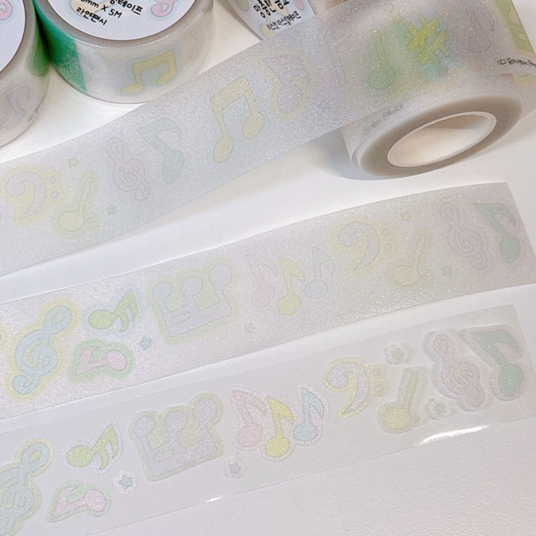 [RY36] Rayeon Fancy 'Doodle Music' Glitter Kisscut Masking Tape - Rayeon Fancy__korean_sticker_stationery