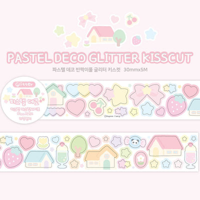 [RY37] Rayeon Fancy 'Pastel Deco' Glitter Kisscut Masking Tape - Rayeon Fancy__korean_sticker_stationery