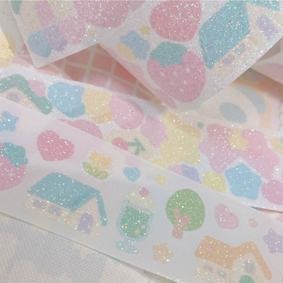 [RY37] Rayeon Fancy 'Pastel Deco' Glitter Kisscut Masking Tape - Rayeon Fancy__korean_sticker_stationery