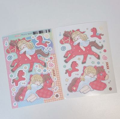 [RY45] NEW Rayeon Fancy 'Red Horse' Matte Sticker Sheet - Rayeon Fancy__korean_sticker_stationery