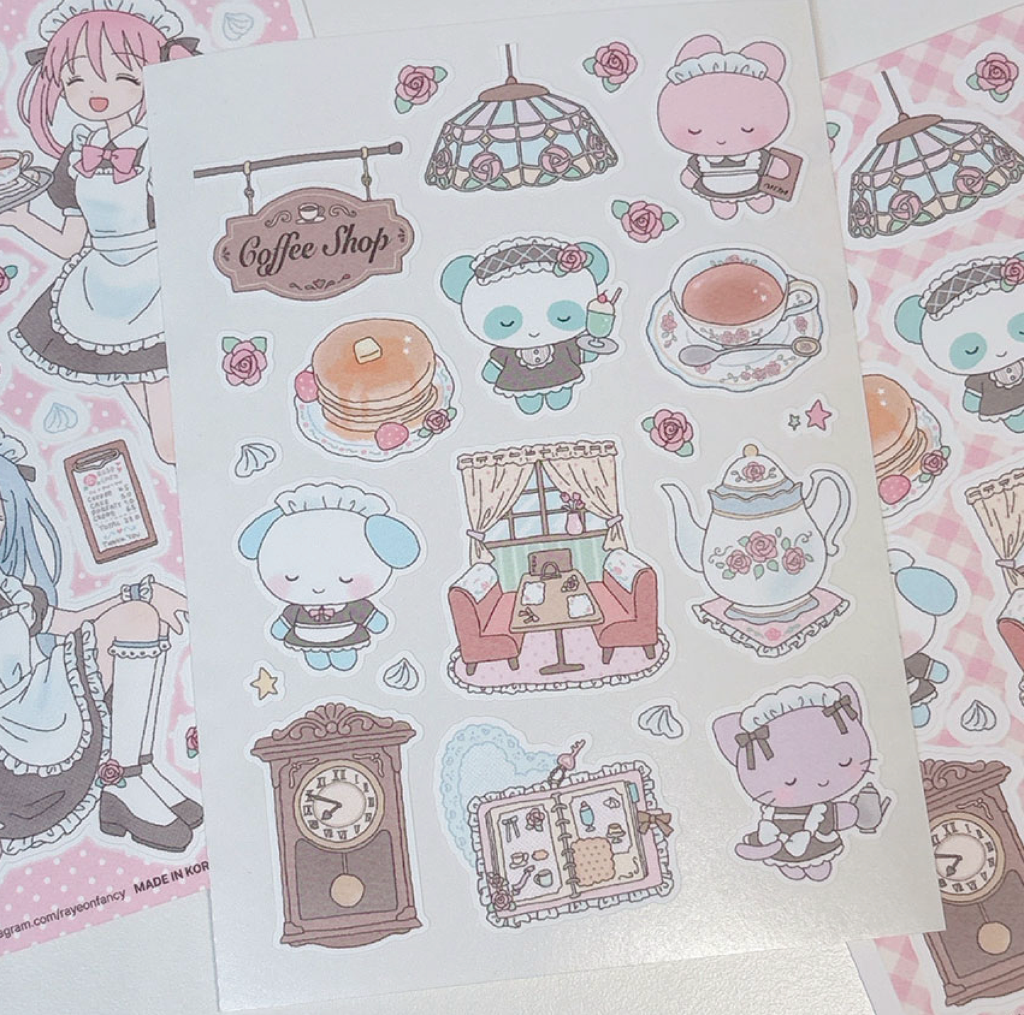 [RY50] NEW Rayeon Fancy 'Elegant Coffee Shop' Matte Sticker Sheet - Rayeon Fancy__korean_sticker_stationery