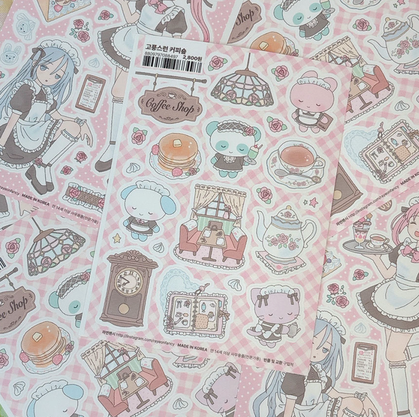 [RY50] NEW Rayeon Fancy 'Elegant Coffee Shop' Matte Sticker Sheet - Rayeon Fancy__korean_sticker_stationery