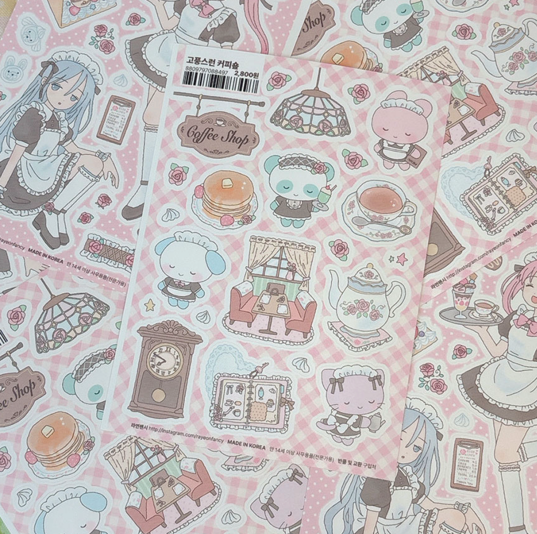 [RY50] NEW Rayeon Fancy 'Elegant Coffee Shop' Matte Sticker Sheet - Rayeon Fancy__korean_sticker_stationery