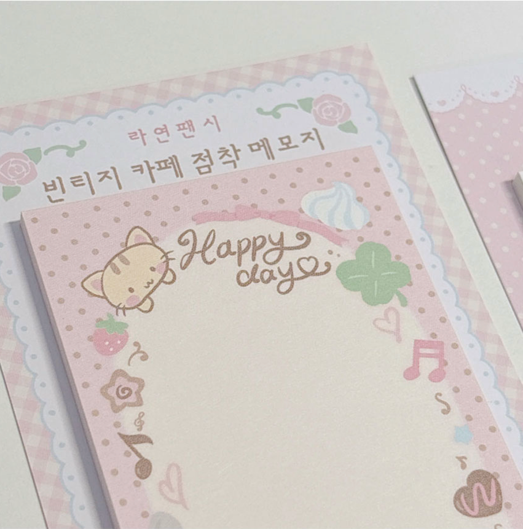 [RY58] NEW Rayeon Fancy 'Vintage Cafe/Strawberry Cake' Sticky Note Pad (options) - Rayeon Fancy_RY58S2 - Strawberry Cake_korean_sticker_stationery
